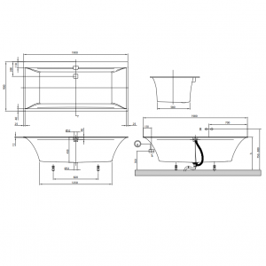 uBQ190SQE2DV-01 SQUARO EDGE 12 Ванна 190х90см, білий (1уп) (1 сорт)
