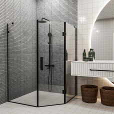 SE0140B ART 3.0 Душова кабіна, п'ятикутна, розпашна, 900*900, без піддона, скло прозоре, чорна матова (1 сорт)