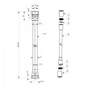 D113000001000BM Flow Душовий шланг з латунними гайками G1/2’’ довжиною 1,5 м, чорний матовий (1 сорт)