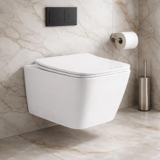 DBS71051111W Balance Square Підвісний безобідковий унітаз з кришкою soft-close, Vortex Flush, білий глянець ### (1 сорт)