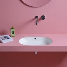 LIL4457001 OVALE 59 раковина кругла, під стільницю з переливом 59x44,5x h 20 cm, білий (1 сорт)