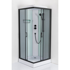 Душовий бокс Poli black - HL 90*90*215 мілкий  піддон ( А0058302 )