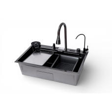 Мийка кухонна TWITER-2 7546 чорна з нержавіючої сталі 75*46*22 BLACK ( А0059849 )